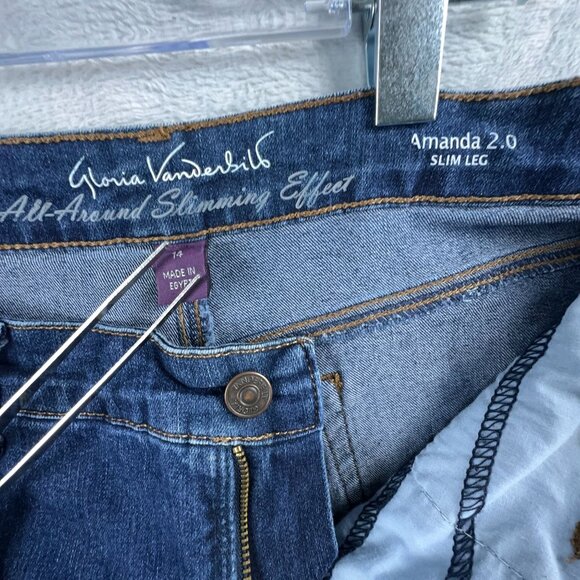 Gloria Vanderbilt Amanda 2.0 Straight Jeans All Around Slimming Womens Blue 14 - Picture 6 of 11